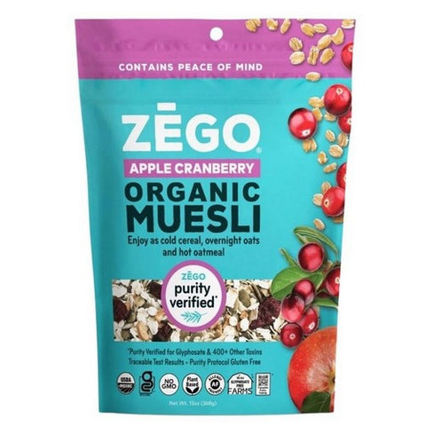 Zego, Organic Muesli Apple Cranberry Bag, 13 Oz (Case Of 5) Zego