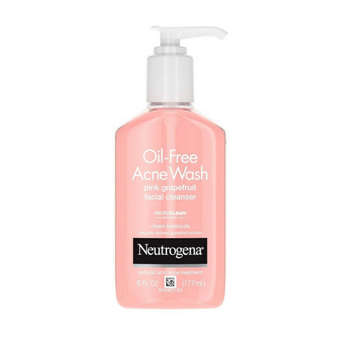Pink Grapefruit Oil Free Acne Wash Facial Cleanser 6 Oz (Case Of 3) by Neutrogena