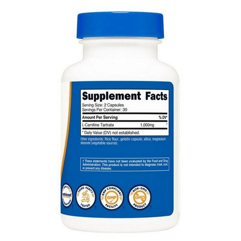 Nutricost, L-Carnitine Tartrate, 500 Mg, 60 Caps Nutricost