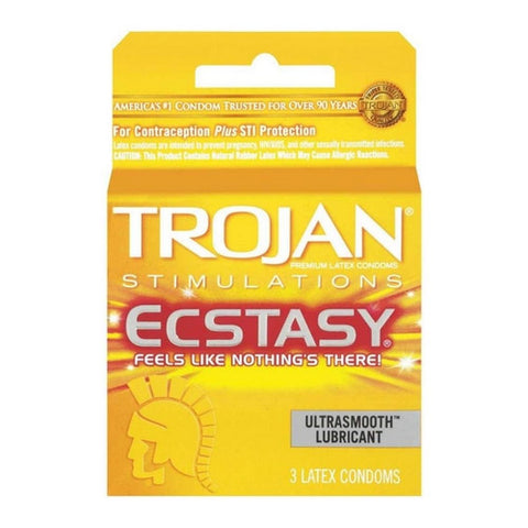Trojan, Ecstasy Ultrasmooth Lubricant Condoms Ultra Ribbed, 3 Count Trojan