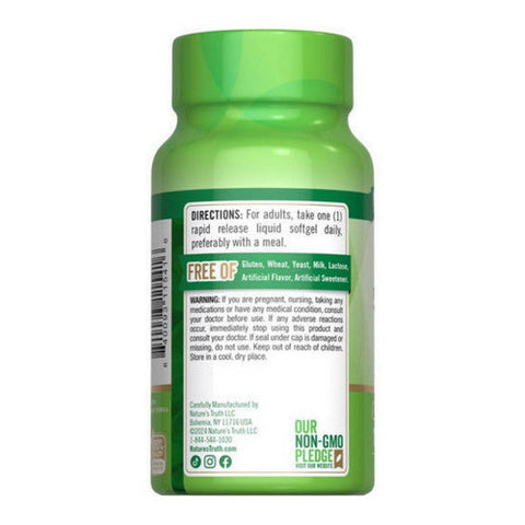 Nature's Truth, Zinc Plus Vitamin C Rapid Release Liquid, 50 Mg, 120 Softgels Nature's Truth
