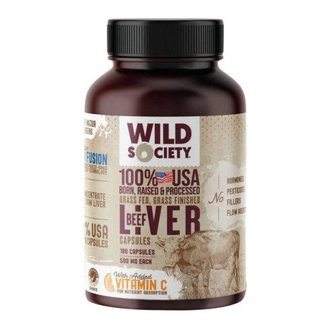 Wild Society Nutrition, Beef Liver Grass Fed, 180 Caps Wild Society Nutrition