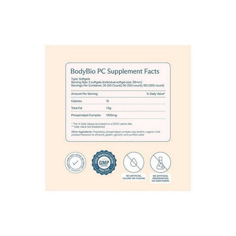 BodyBio, PC Liposomal Phospholipid Complex, 300 Softgels