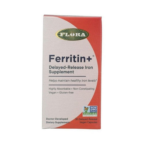 Flora, Ferritin+ Delayed Release Iron, 30 Veg Caps Flora