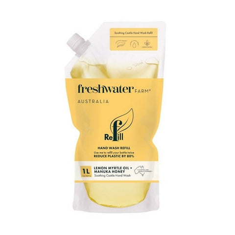 Hand Wash Refill Soothing Lemon Myrtle Oil Plus Manuka Honey Pouch 34 Oz by Freshwater Farm