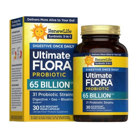 Ultimate Flora Probiotic Extra Care Digestive 65 Bil 30 Caps by Renew Life