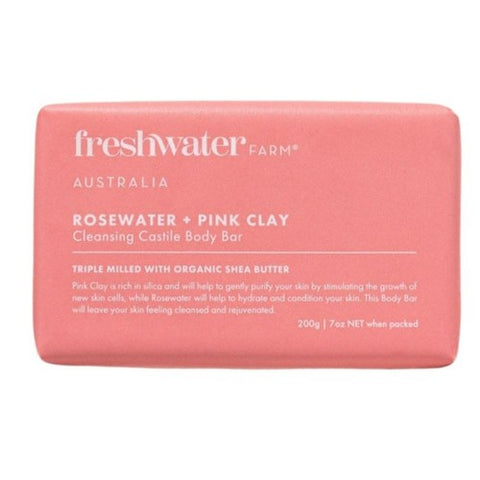 Castile Body Bar Rosewater + Pink Clay 7 Oz by Freshwater Farm