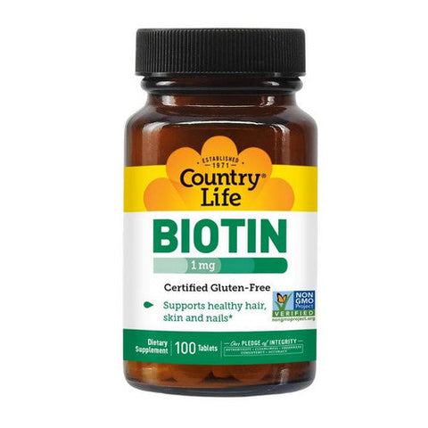 Country Life, Biotin, 1 Mg, 100 Tabs Country Life