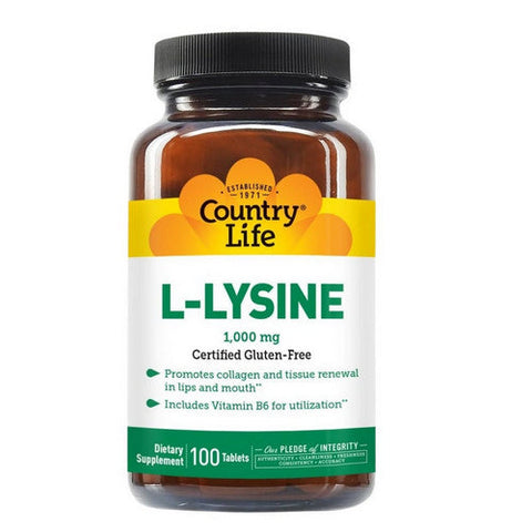 Country Life, L-Lysine with B-6, 1000 MG, 100 Tabs Country Life