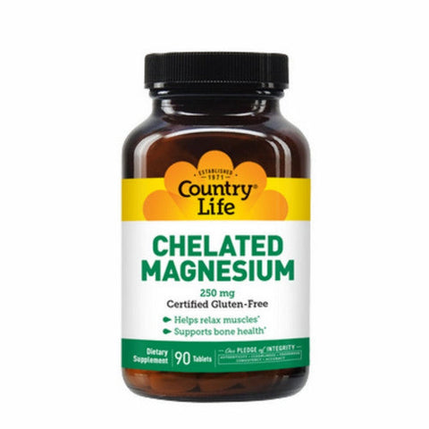 Country Life, Chelated Magnesium, 250 MG, 90 Tabs Country Life