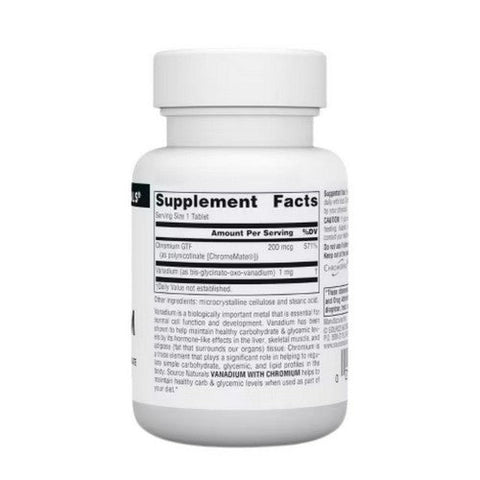 Source Naturals, Vanadium With Chromium, W/chromium 90 Tabs Source Naturals