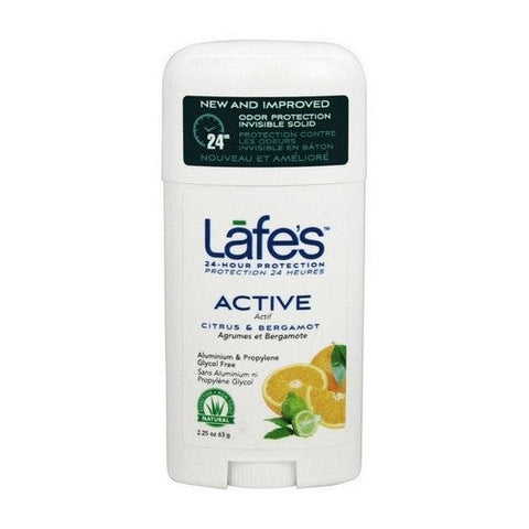 Lafes Natural Body Care, Natural Deodorant Stick Active Citrus And Bergamot, 2.5 Oz Lafes Natural Body Care
