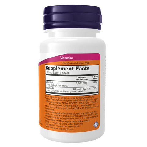 Now Foods, Vitamin A & D, 10000/400, 100 Sgels Now Foods