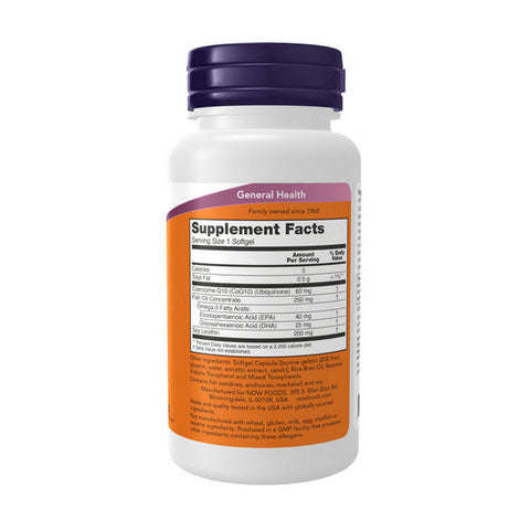 Now Foods, CoQ10 with Omega 3 Fish Oil, 60 mg, 60 Softgels Now Foods