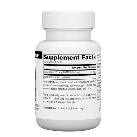 Source Naturals, Dmae Dimethylaminoethanol Bitartrate, 351 Mg, 50 Tabs Source Naturals