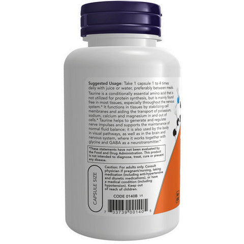 Now Foods, Taurine, 500 Mg, 100 Veg Caps Now Foods