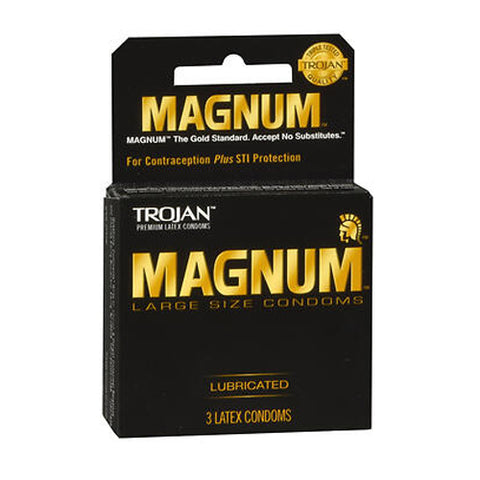 Trojan, Magnum Lubricated Latex Condoms, 3 Count Trojan