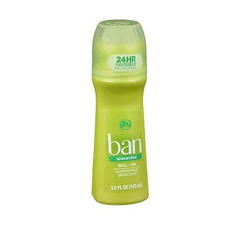Ban, Antiperspirant Deodorant Roll-On, Unscented 3.5 oz Ban